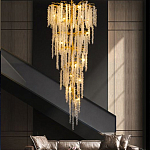 Люстра многоярусная с каркасом из металла и прозрачными подвесками FAIRYTREE Light варинант исполнения - 3 | Loft Concept в Твери