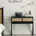 Дизайнерский письменный стол матово-чёрного цвета с 2-мя плетеными ящиками Glade Desk варинант исполнения - 2 | Loft Concept в Твери