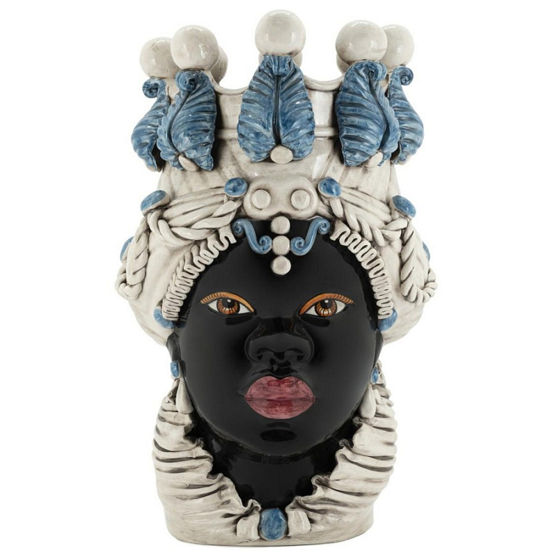 Ваза Vase Moro Lady Blue Big Черный Бежевый Голубой Ваза Vase Moro Lady Blue Big Черный Бежевый Голубой в Твери | Loft Concept