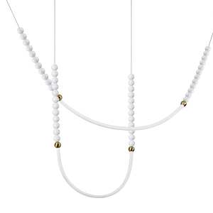 Подвесной светильник с 3-мя изогнутыми плафонами и белыми декоративными шариками PEARLS Suspension