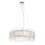 Люстра подвесная круглая с прозрачными хрустальными трубками и золотистым каркасом Диаметр 60 см Hexagon Tube Light варинант исполнения - 1 | Loft Concept в Твери