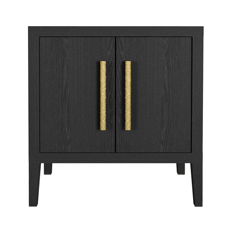 Тумбочка Primo с дверцами шпон Черный дуб Черный Золотой в Твери | Loft Concept 