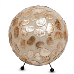 Настольная лампа из перламутра на металлическом каркасе Indonesian Circle варинант исполнения - 3 | Loft Concept в Твери