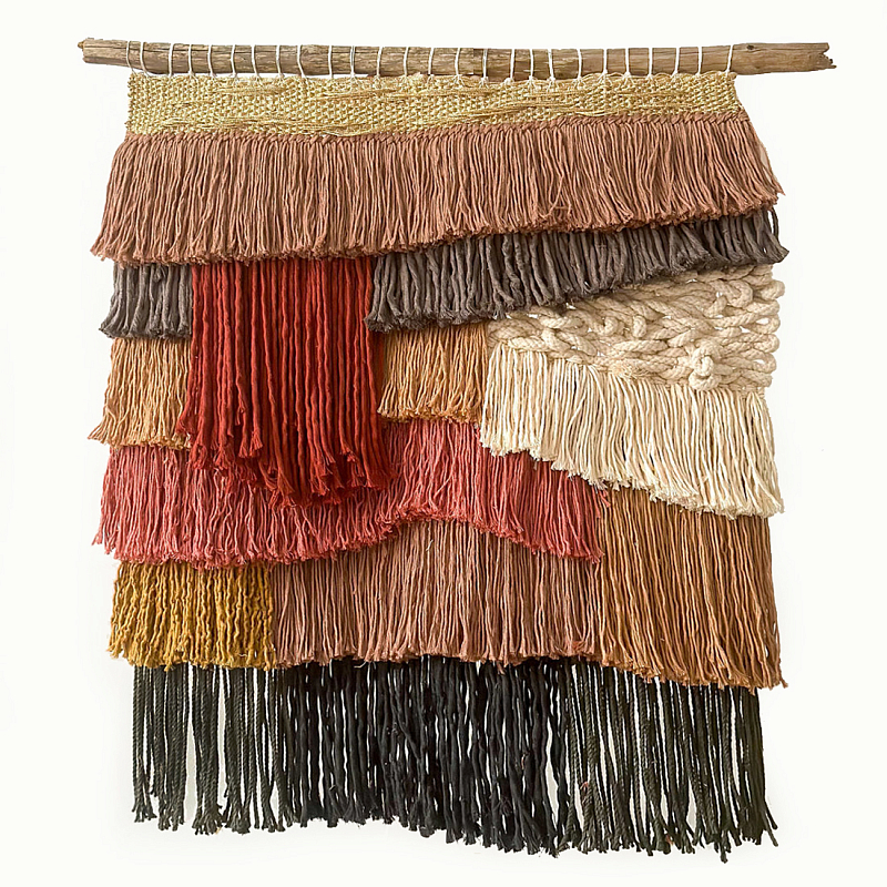 Текстильное Панно с бахромой Бежевый Терракотовый в Твери | Loft Concept 