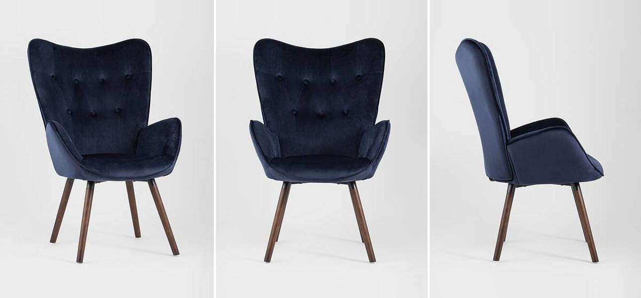Полукресло Темно-Синий Велюр Grandee Chair Полукресло Темно-Синий Велюр Grandee Chair - Loft-Concept в Твери