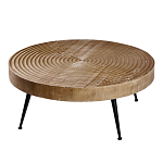 Журнальный столик с круглой фактурной столешницей из натурального дерева Vortex варинант исполнения - 1 | Loft Concept в Твери