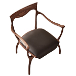 Стул деревянный с мягким сиденьем из коричневой натуральной кожи Moon Walnut Furniture варинант исполнения - 13 | Loft Concept в Твери