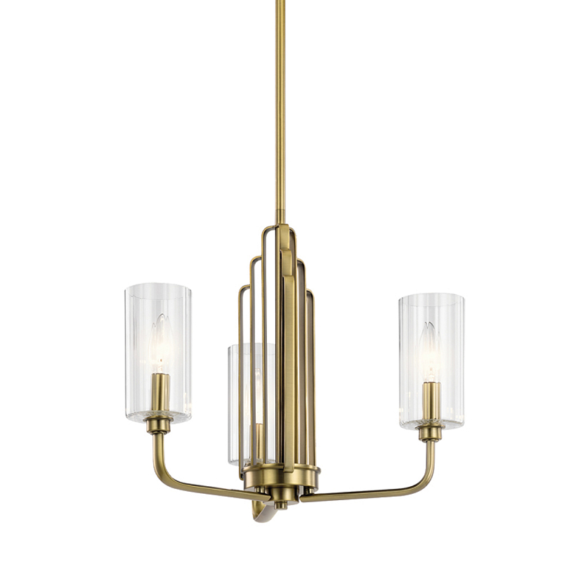  Люстра с прозрачными рифлеными цилиндрическими плафонами Kichler Латунь Прозрачное Стекло Никель в Твери | Loft Concept 