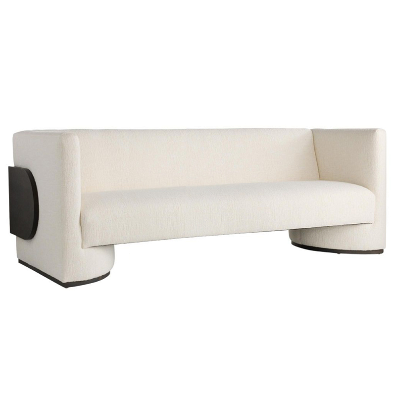 Трехместный диван Florida Sofa  с элегантным деревянным декором  Белый Черный в Твери | Loft Concept 