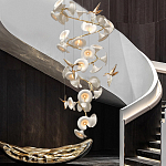 Люстра каскадная из белых цветов каллы и птичек Refined Taste of Light варинант исполнения - 2 | Loft Concept в Твери