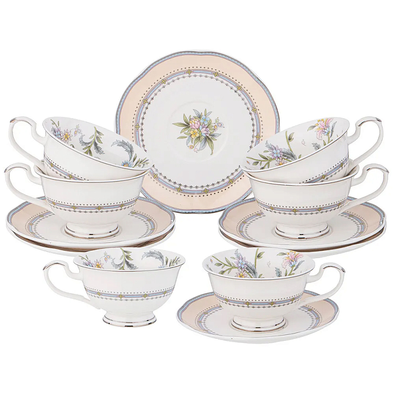 Чайный сервиз из фарфора на 6 персон 12 предметов Tea Flower Set Мульти Чайный сервиз из фарфора на 6 персон 12 предметов Tea Flower Set Мульти в Твери | Loft Concept