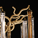 Люстра подвесная золотого цвета с разветвленными ветвями и прозрачными стеклянными подвесками Droplet Chandelier варинант исполнения - 8 | Loft Concept в Твери