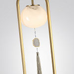 Торшер с шарообразным плафоном из белого стекла с подвеской из камня и длинной кисточкой Agatelle варинант исполнения - 4 | Loft Concept в Твери