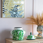Ваза с зелёными листьями и крышкой Vase Green Leaves варинант исполнения - 4 | Loft Concept в Твери