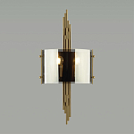 Бра с изогнутым плафоном на бронзовом основании с вертикальным декором из металлических трубок Sohne варинант исполнения - 3 | Loft Concept в Твери