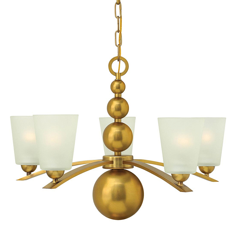 Люстра с матовыми конусными плафонами и декоративными элементами в форме шаров Hinkley Латунь Белый Никель в Твери | Loft Concept 