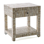 Тумбочка прикроватная Vancouver Bone Inlay Bedside Beige варинант исполнения - 1 | Loft Concept в Твери