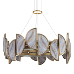 Люстра круглая с полукруглыми плафонами из искусственного алебастра в бронзовой оправе Marbella варинант исполнения - 1 | Loft Concept в Твери