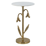 Столик с золотистым основанием в виде цветка и круглой мраморной столешницей Golden Snowdrop варинант исполнения - 1 | Loft Concept в Твери