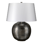 Настольная лампа с круглым фарфоровым основанием ручной работы с покрытием глазурью и белым абажуром из искусственного шелка Elstead Lighting варинант исполнения - 1 | Loft Concept в Твери