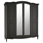 Шкаф черный четырехдверный из массива бука с зеркалами Black Provence варинант исполнения - 1 | Loft Concept в Твери