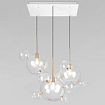 Люстра подвесная 3 лампы с прозрачными стеклянными шарами и золотыми деталями Giopato & Coombes варинант исполнения - 1 | Loft Concept в Твери