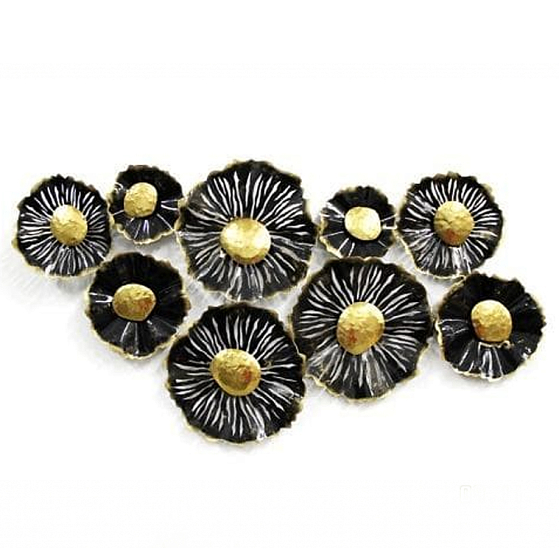 Панно настенное Blank Sheet Black flower Золотой Черный Панно настенное Blank Sheet Black flower Золотой Черный в Твери | Loft Concept