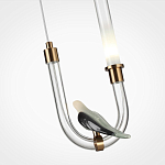 Подвесной светильник с декоративной фигуркой птицы на прозрачной изогнутой трубке Ganthea варинант исполнения - 5 | Loft Concept в Твери