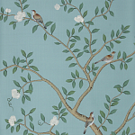 Обои ручная роспись Gustavian Garden Special Colourway on Duck Egg dyed silk варинант исполнения - 1 | Loft Concept в Твери