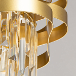 Люстра цвета матового золота с металлическими лентами и длинными прозрачными подвесками Gilded Waves варинант исполнения - 9 | Loft Concept в Твери