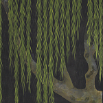 Обои ручная роспись Willow Original colourway on Edo Night painted silk варинант исполнения - 1 | Loft Concept в Твери