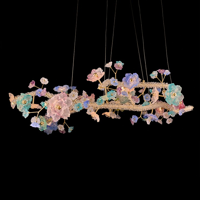 Люстра с цветочным декором Miscellaneous herbs Латунь Мульти в Твери | Loft Concept 