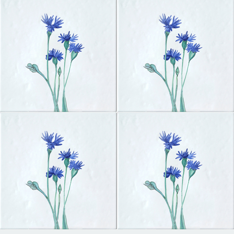 Плитка с узором Васильки Белый Зеленый Синий в Твери | Loft Concept 