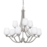 Люстра двухъярусная с белыми матовыми стеклянными плафонами в форме винных бокалов Feiss варинант исполнения - 1 | Loft Concept в Твери