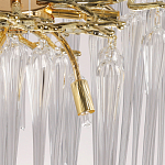 Люстра золотого цвета с декоративными ветками и длинными прозрачными стеклянными подвесами в форме сосулек Droplet Chandelier варинант исполнения - 9 | Loft Concept в Твери