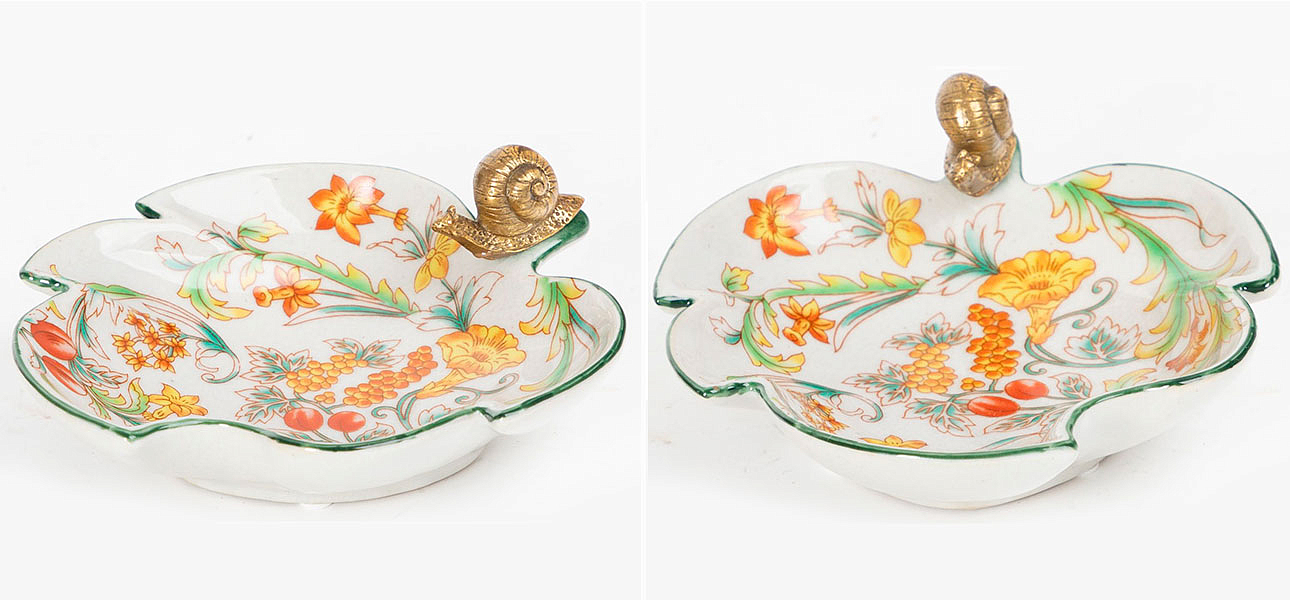 Пепельница фарфоровая с бронзовой улиткой Snail Пепельница фарфоровая с бронзовой улиткой Snail - Loft-Concept в Твери