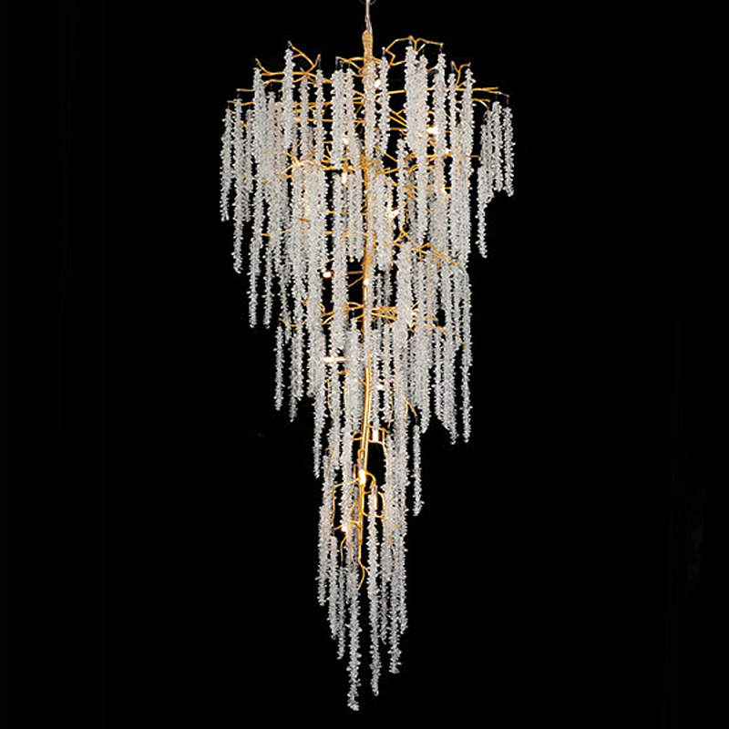 Люстра многоярусная с каркасом из металла и прозрачными подвесками FAIRYTREE Light Золотой Прозрачный Люстра многоярусная с каркасом из металла и прозрачными подвесками FAIRYTREE Light Золотой Прозрачный в Твери | Loft Concept