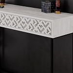 Консоль напольная пыльного белого цвета с выдвижным ящиком с резным орнаментом HEATON CONSOLE OAK варинант исполнения - 4 | Loft Concept в Твери