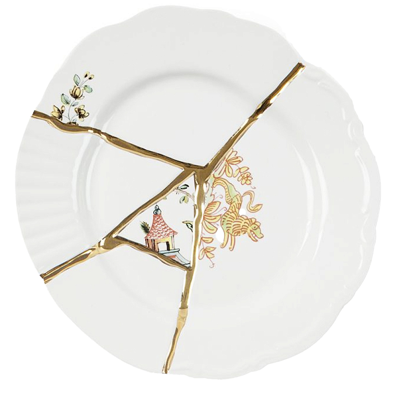 Десертная тарелка Seletti Kintsugi Белый Золотой Десертная тарелка Seletti Kintsugi Белый Золотой в Твери | Loft Concept
