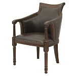 Кресло кожаное на 4-х деревянных ножках из массива березы Ethan Armchair brown варинант исполнения - 3 | Loft Concept в Твери