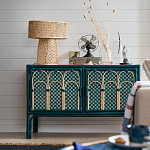 Комод для посуды из ротанга Felice Rattan Green варинант исполнения - 6 | Loft Concept в Твери