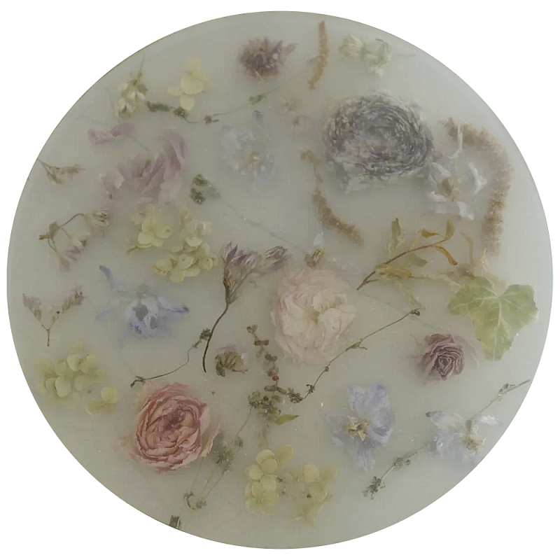 Круглый поднос из эпоксидной смолы с цветами белый Epoxy Resin Flowers Tray White Белый Мульти Круглый поднос из эпоксидной смолы с цветами белый Epoxy Resin Flowers Tray White Белый Мульти в Твери | Loft Concept