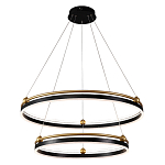 Люстра подвесная с двумя кольцами черного и золотого цвета Ring Horizontal варинант исполнения - 1 | Loft Concept в Твери