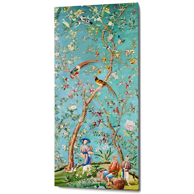 Постер на холсте в стиле шинуазри с изображением сада Chinoiserie Imperial Garden Birds and People Poster Мульти Бирюзовый Постер на холсте в стиле шинуазри с изображением сада Chinoiserie Imperial Garden Birds and People Poster Мульти Бирюзовый в Твери | Loft Concept