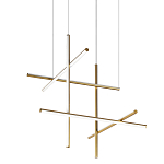 Люстра с 6-ю  пересекающимися цилиндрическими плафонами на тонких тросах Trumpet tube варинант исполнения - 1 | Loft Concept в Твери