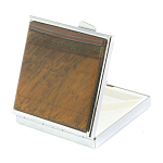 Таблетница карманная квадратная с 4-мя отделениями с зеркалом и накладкой из натурального камня Тигровый глаз Silver Stone Pillboxes варинант исполнения - 2 | Loft Concept в Твери