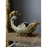 Чаша голубого цвета с оранментом и и бронзовыми фигурами леопардов Eden Garden варинант исполнения - 6 | Loft Concept в Твери