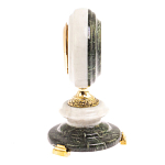 Часы настольные бронзовые из натуральных камней Мрамор и Змеевик Stone Clock варинант исполнения - 9 | Loft Concept в Твери