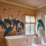 Обои ручная роспись Sarus Cranes Colourway SC-208 on Raw Silk dyed silk варинант исполнения - 1 | Loft Concept в Твери