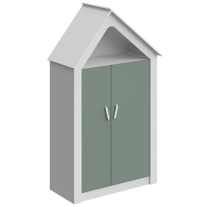 Шкаф в детскую Tiny Town Wardrobe Белый Зеленый шалфей Розовый Древесина в Твери | Loft Concept 